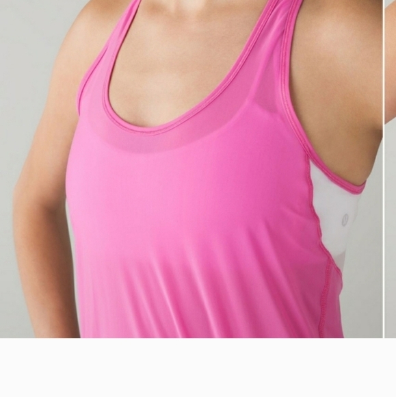 Lululemon Tranquil Tank Top. Mesh parts. Relaxed. Pink paradise, white. Size 12. - Picture 5 of 11